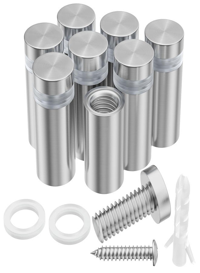 LuckIn 8-Pack Standoff Screws (1/2 in. Dia x 3/4 in. L), Stainless Steel Standoff Mounting Hardware for Acrylic Signs, Silver - Image 1